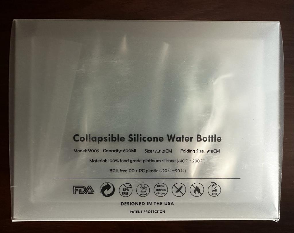 SILICONE COLLAPSIBLE WATER BOTTLE WITH STRAW