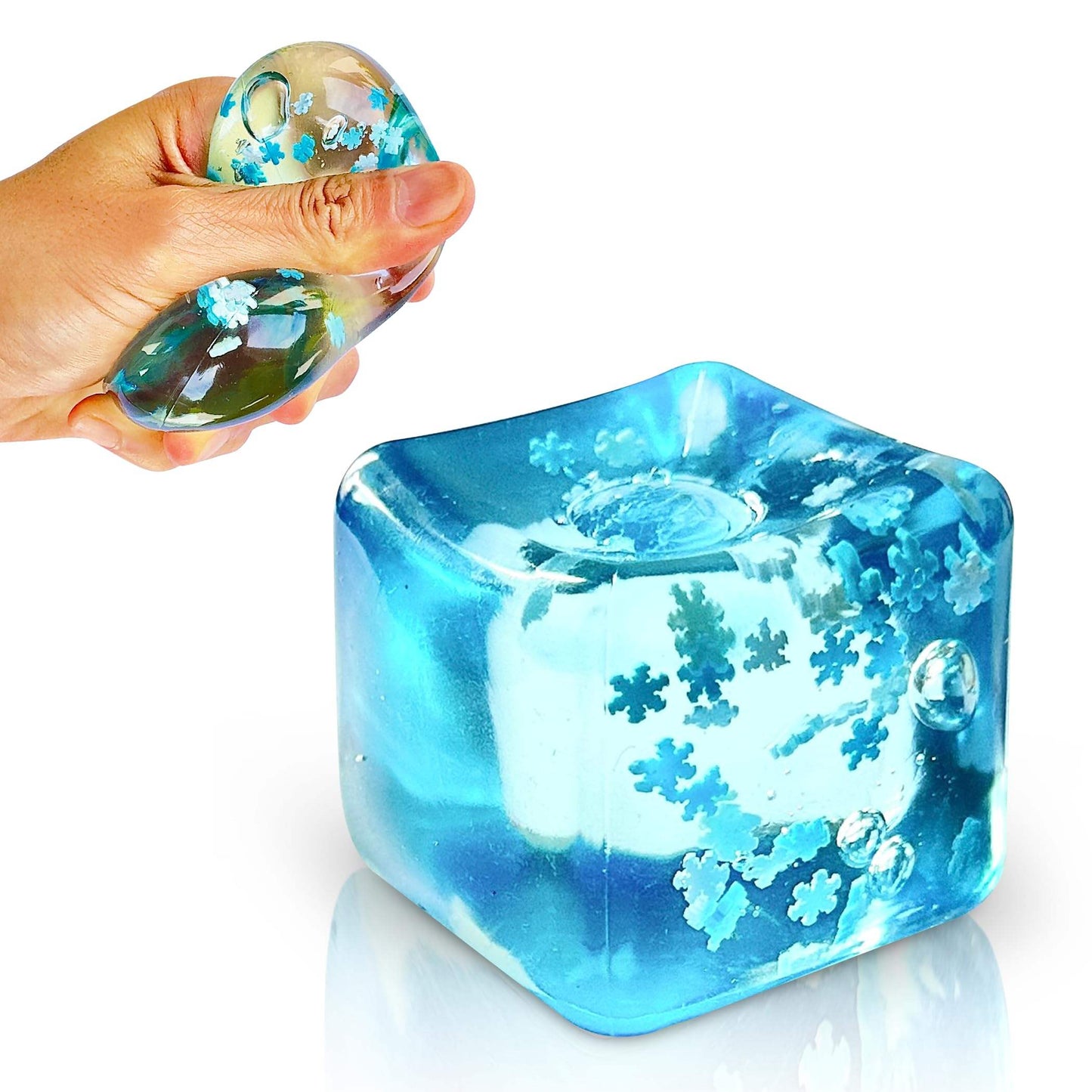 Blue Ice Cube Squishy with Snowflakes