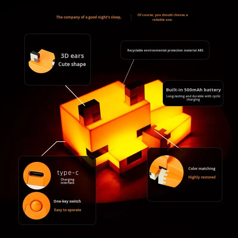 Minecraft Baby Fox LED Night Light